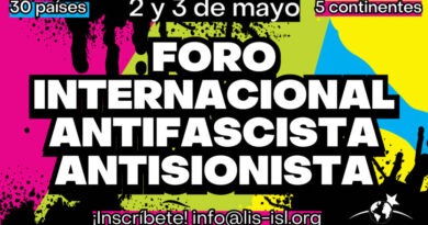 <strong>2 y 3 de mayo: Foro Internacional antifascista y antisionista de la LIS</strong>